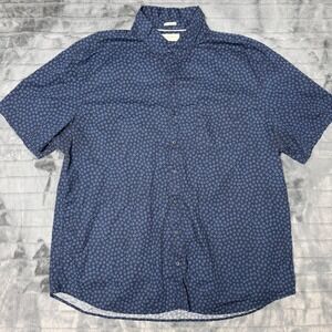 Hawker Rye Shirt Mens 3XL Blue Floral Short Sleeve Stretch Slim Button Front